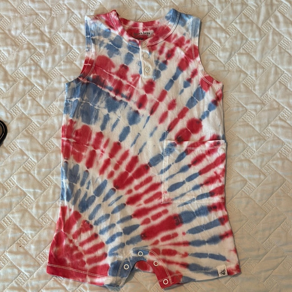 Burt's Bees Red and Blue Tie-Dye Bodysuit
